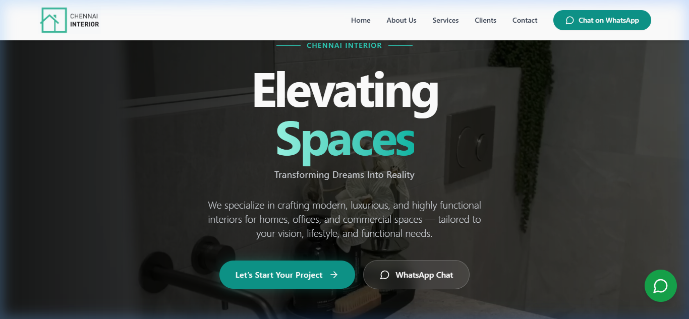 Chennai Interiors lead generation interior design website design in Chennai