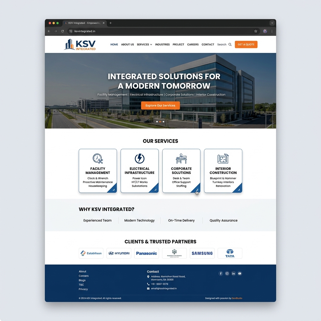 KSV Integrated corporate business website design by CORVERT Chennai