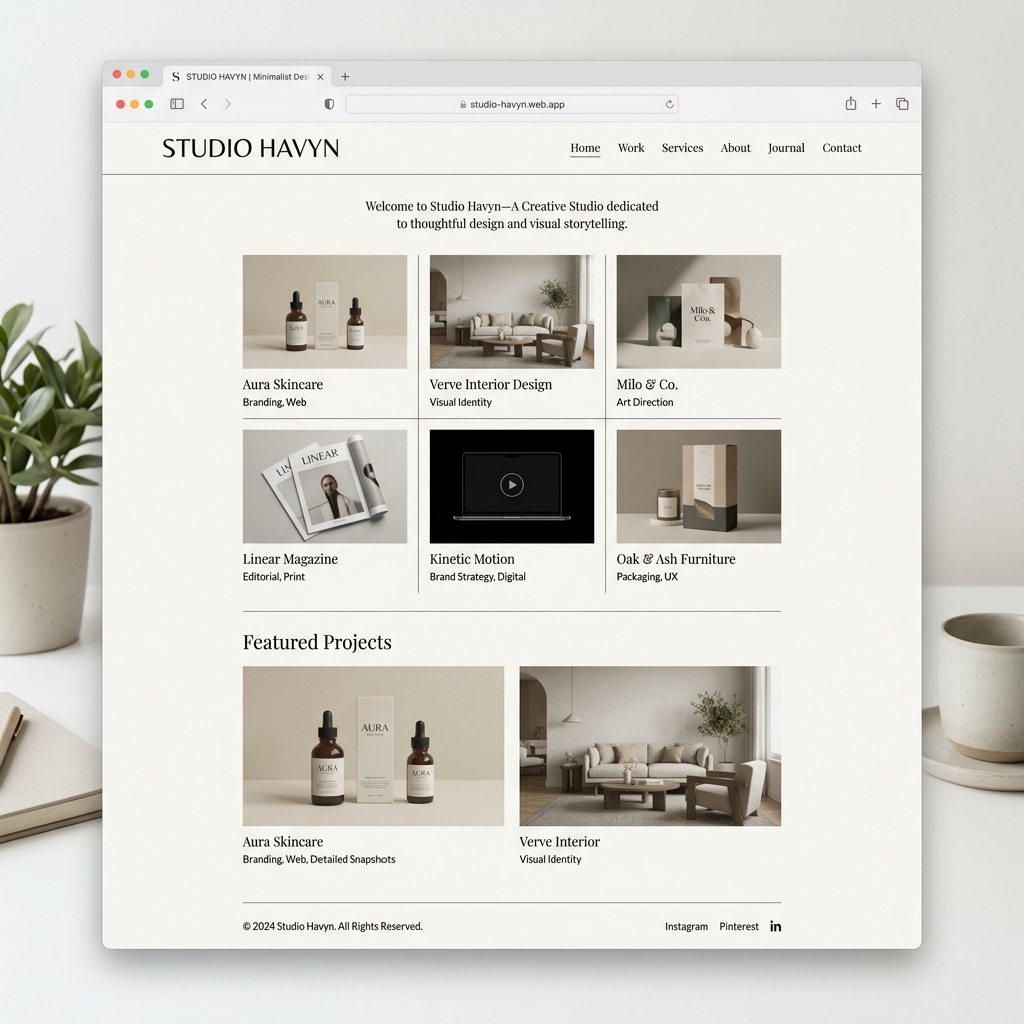 Studio Havyn modern creative studio portfolio website design by CORVERT